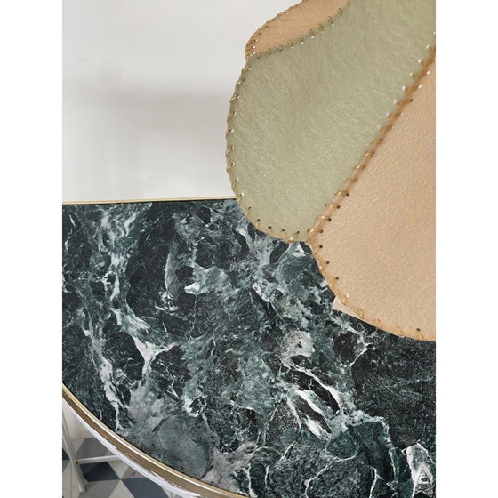 Image 1 of Lampada vintage in alabastro rosa nei colori pastello