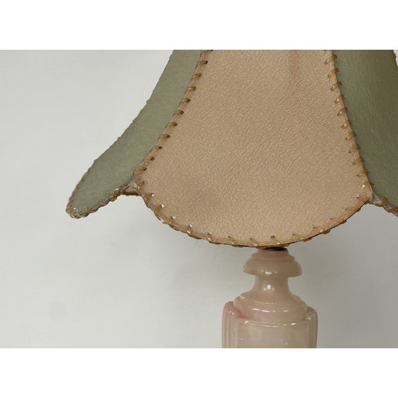 Image 1 of Lampada vintage in alabastro rosa nei colori pastello
