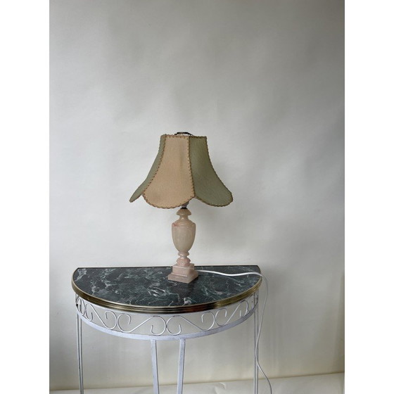 Image 1 of Lampada vintage in alabastro rosa nei colori pastello