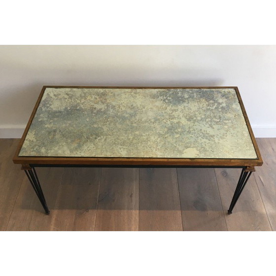 Image 1 of Vintage steel coffee table with patina and gilding, 1940