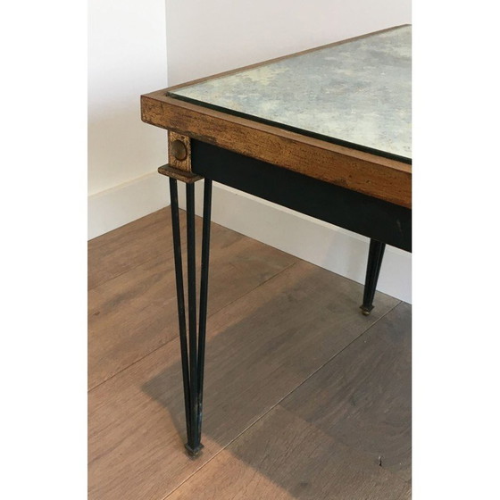 Image 1 of Vintage steel coffee table with patina and gilding, 1940