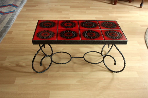 Great flower bench tiles wrought iron handmade from the 70s - Vintage