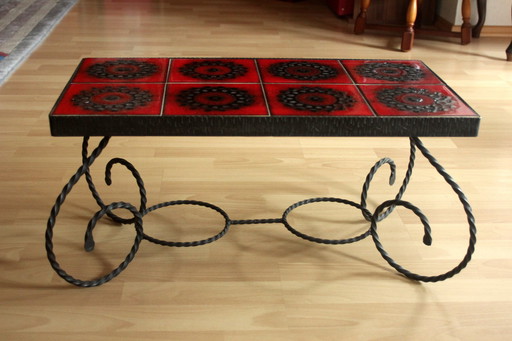 Great flower bench tiles wrought iron handmade from the 70s - Vintage