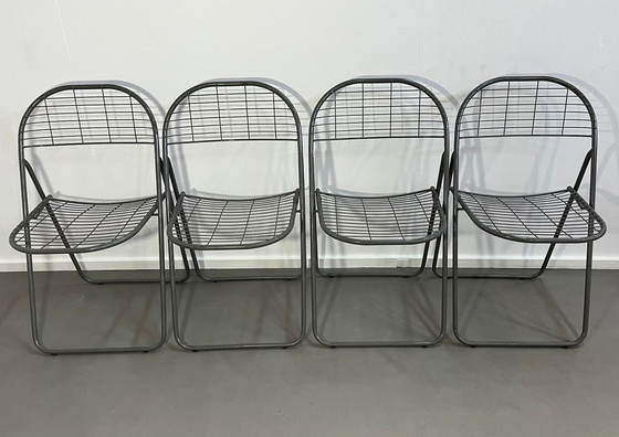 Image 1 of 4 gray Niels Gammelgaard Ikea Wire Steel Folding chairs 80 "s