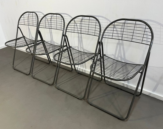 Image 1 of 4 gris Niels Gammelgaard Ikea Wire Steel Chaises pliantes 80's