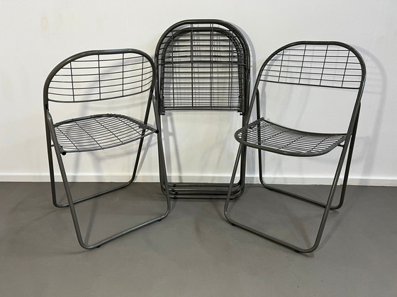 Image 1 of 4 gray Niels Gammelgaard Ikea Wire Steel Folding chairs 80 "s