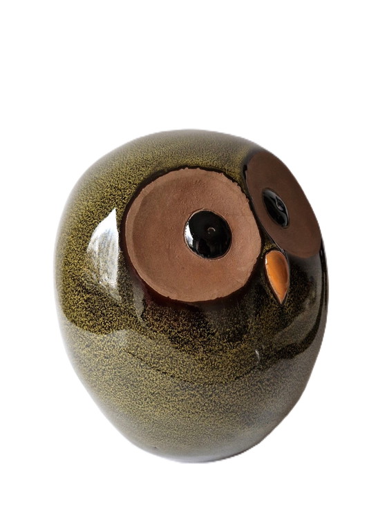 Image 1 of Large Spherical Ceramic Owl - 22 Cm