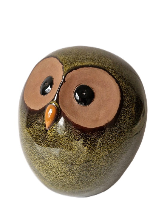 Image 1 of Large Spherical Ceramic Owl - 22 Cm