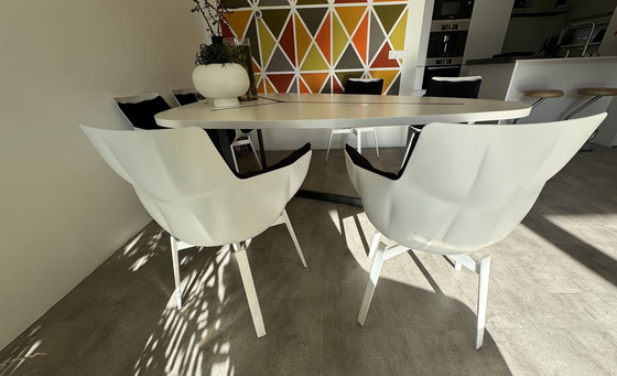 Image 1 of BB Italia Seven Dining Table + 6 BB Italia Husk Swivel Chairs