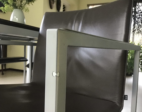 Image 1 of 4x Arco Frame Xl Dining/Office Chairs Brown Leather