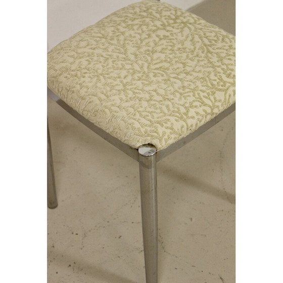 Image 1 of Sgabello vintage in velluto jacquard e metallo cromato per Casamance