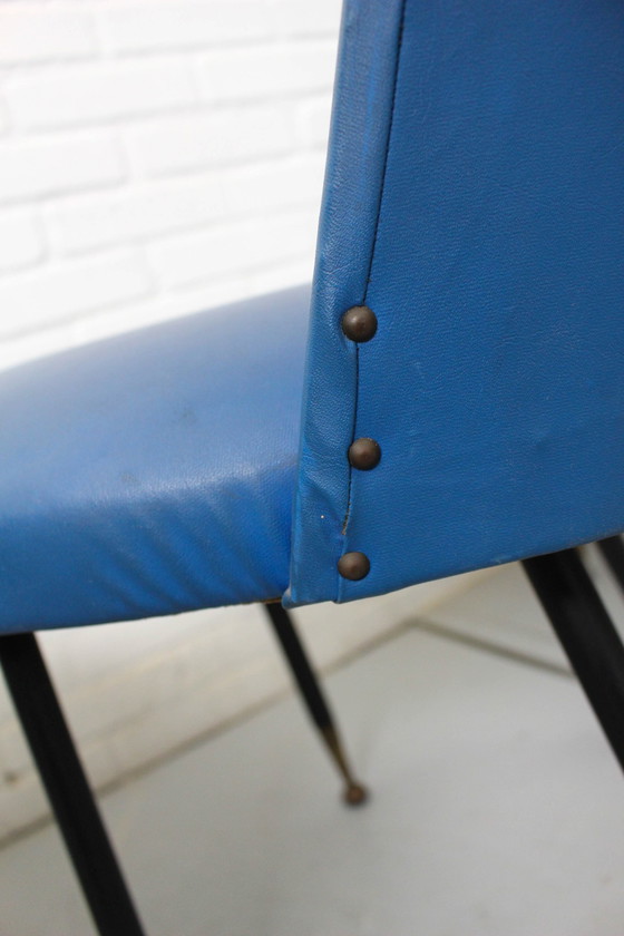 Image 1 of 4x Mid Century dining chairs with brass feet, set