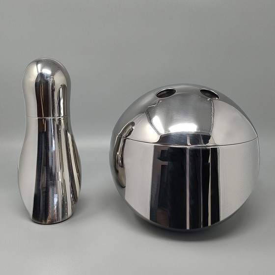 Image 1 of 1970S Gorgeous "Bowling" Cocktail Shaker With Ice Bucket Tauma By Guzzini. Made In Italy