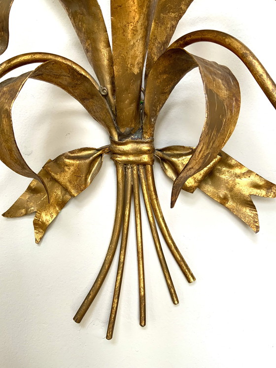 Image 1 of A pair of Florentine wall lights in the shape of flowers