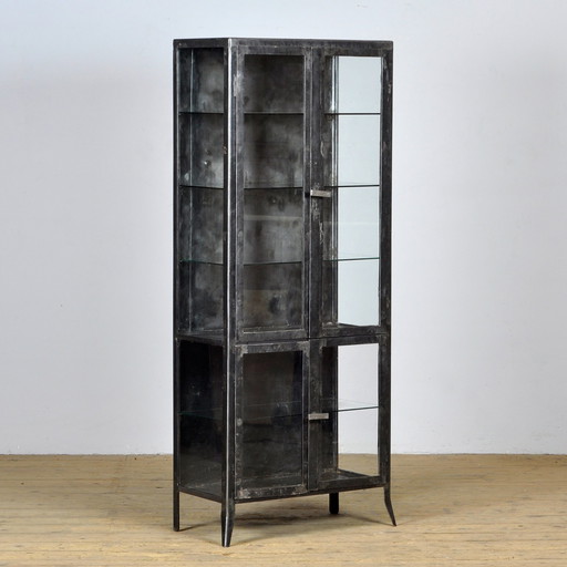 Mobiletto medico vintage in vetro e ferro, anni &#39;50