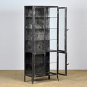 Vintage Glass & Iron Medical Cabinet, 1950s