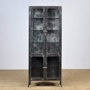 Vintage Glass & Iron Medical Cabinet, 1950s