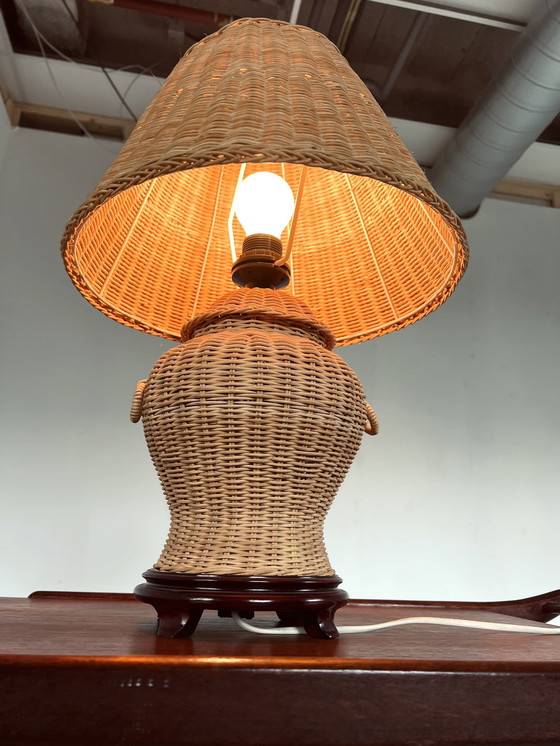 Vintage rattan table lamp on sale