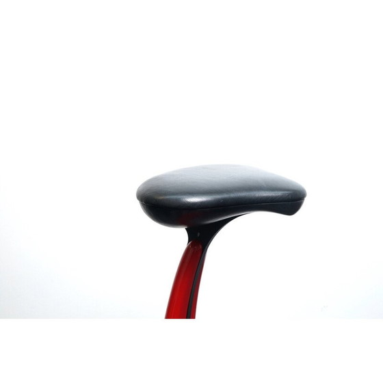 Image 1 of Pair of vintage industrial metal stools with bicycle saddle, Germany 1980