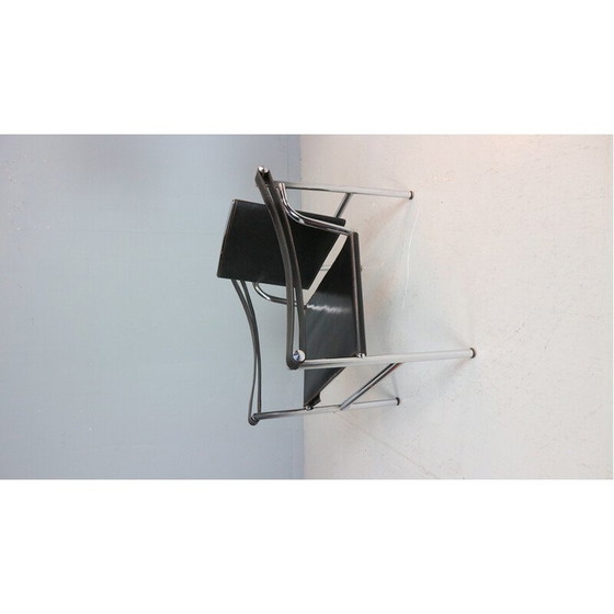 Image 1 of Vintage model LC1 armchair in chrome steel and black leather for Cassina, Italy 1970