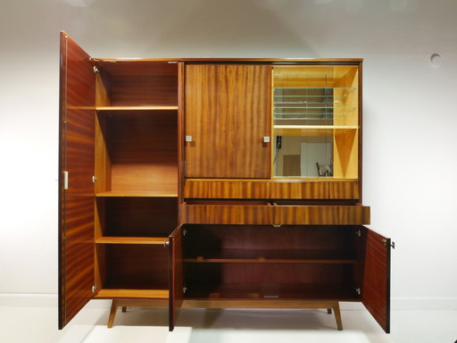 Vintage highboard with bar compartment, living room cabinet, 60s, Czech Republic