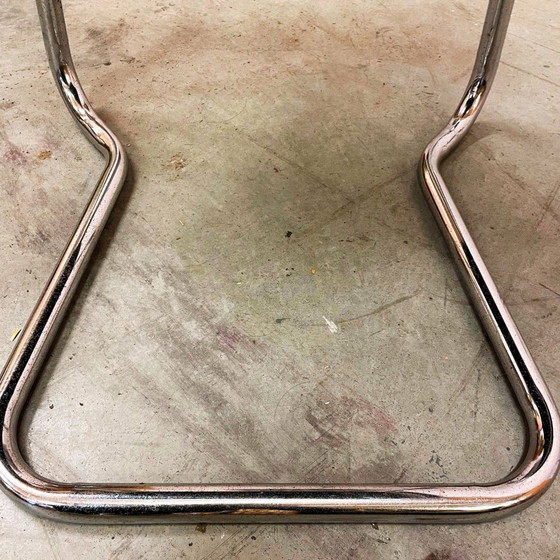 Image 1 of Cool Chrome Tubular Frame Chairs With Black Upholstery