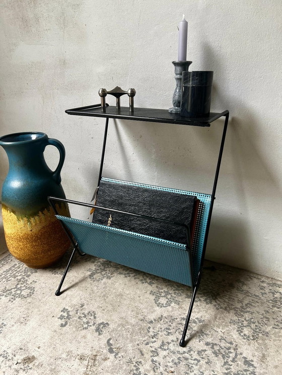 Image 1 of 1970s Pilastro Lectern Tray Side Table Metal Black Blue