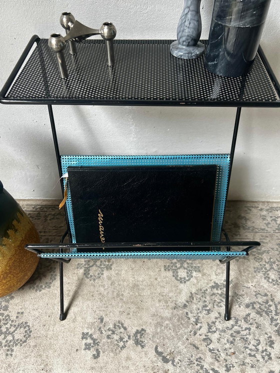 Image 1 of 1970s Pilastro Lectern Tray Side Table Metal Black Blue