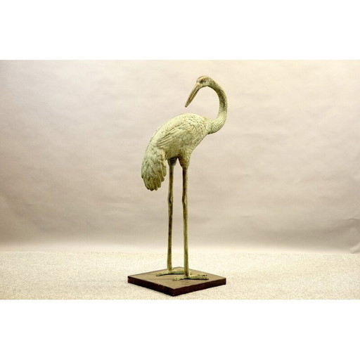 Vintage crane sculpture in brass and bronze, Germany 1960