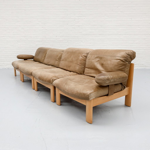 Wood & Leather Modular Bench 60S