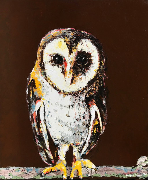 Painting Portrait Of Barn Owl