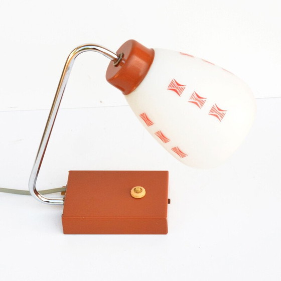 Image 1 of Lampada da tavolo vintage in vetro e acciaio di J. Hurka per Lidokov, Cecoslovacchia 1960