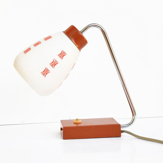 Image 1 of Lampada da tavolo vintage in vetro e acciaio di J. Hurka per Lidokov, Cecoslovacchia 1960