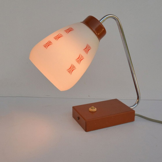 Image 1 of Lampada da tavolo vintage in vetro e acciaio di J. Hurka per Lidokov, Cecoslovacchia 1960