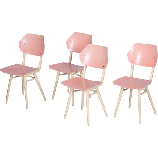 Set of 4 mid-century chairs in beechwood by Jitona Sobeslav, Czechia 1950s