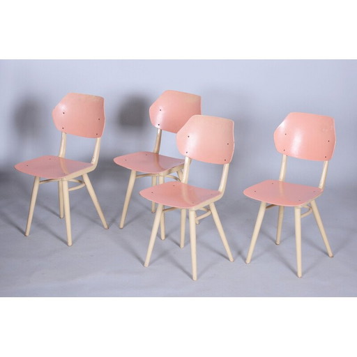 Set of 4 mid-century chairs in beechwood by Jitona Sobeslav, Czechia 1950s