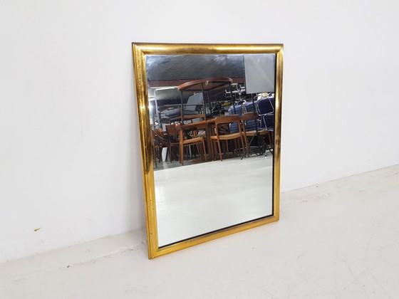 Image 1 of Miroir rectangle en laiton vintage