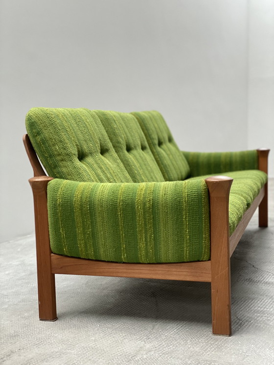 Image 1 of Arne Vodder For Cado 3-seater sofa teak wood bouclé green 1970s