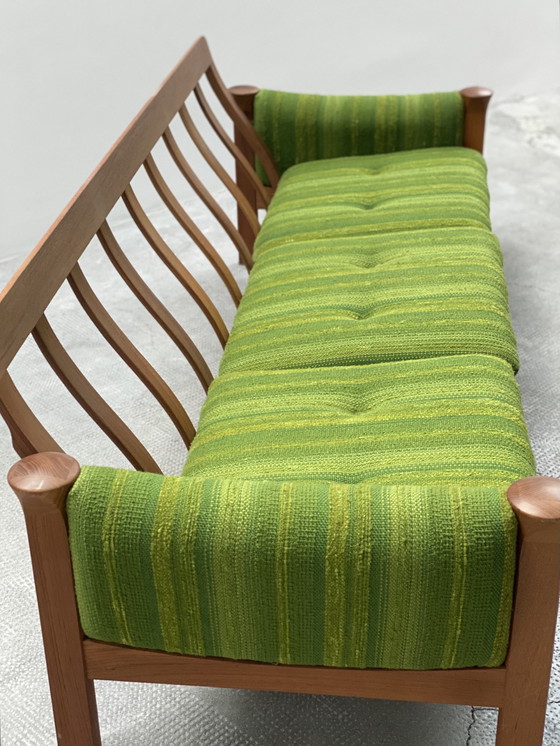 Image 1 of Arne Vodder For Cado 3-seater sofa teak wood bouclé green 1970s