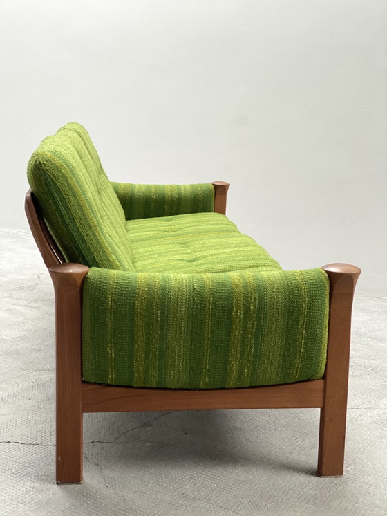 Image 1 of Arne Vodder For Cado 3-seater sofa teak wood bouclé green 1970s