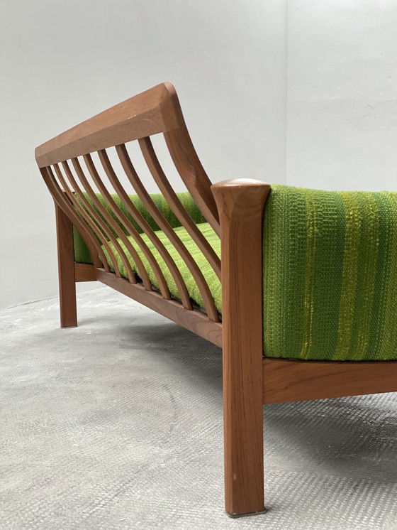 Image 1 of Arne Vodder For Cado 3-seater sofa teak wood bouclé green 1970s