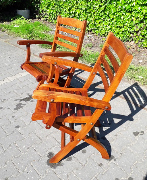 2 Teak bistro chairs, folding