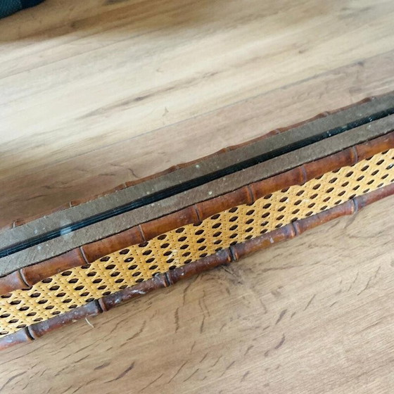 Image 1 of Vintage wood and cane mirror