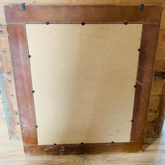 Image 1 of Vintage wood and cane mirror