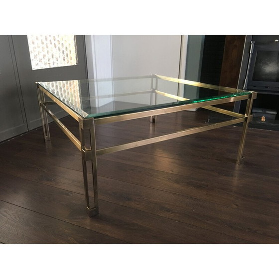 Image 1 of Vintage brass coffee table by Ghyczy, 1980
