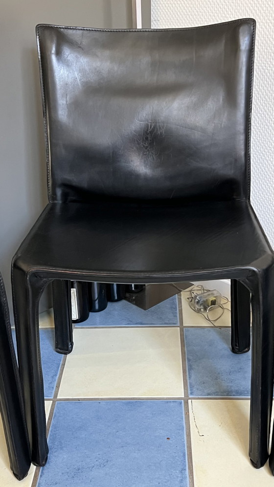 Image 1 of 6 X Cassina Cab 412 , black leather, Mario Bellini