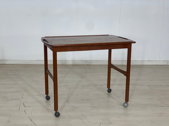 Image 1 of Danish teak serving trolley coffee table table vintage