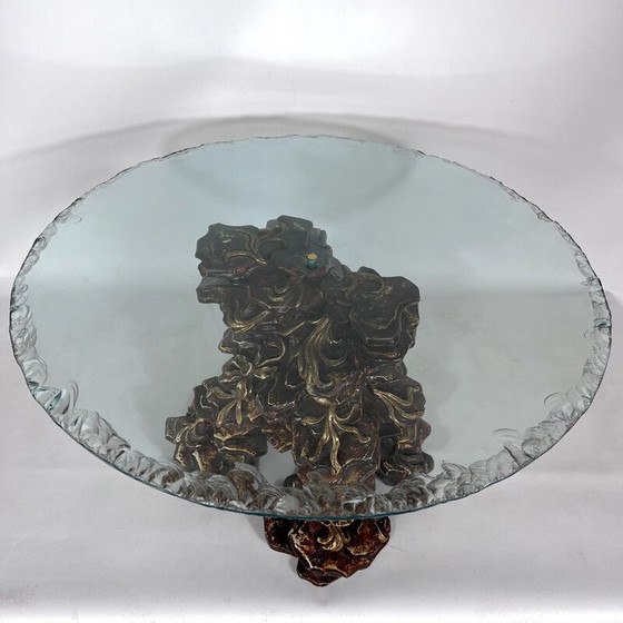 Image 1 of Vintage Italian wood and glass coffee table, 1970s
