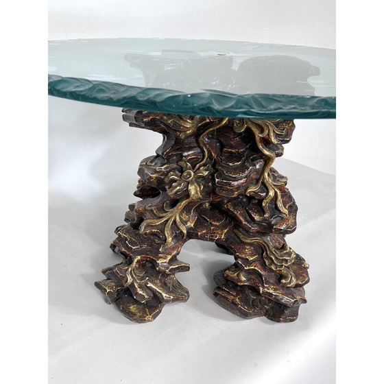 Image 1 of Vintage Italian wood and glass coffee table, 1970s