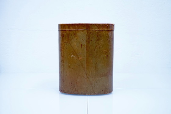 Image 1 of Brown leather wastepaper basket, 1960s